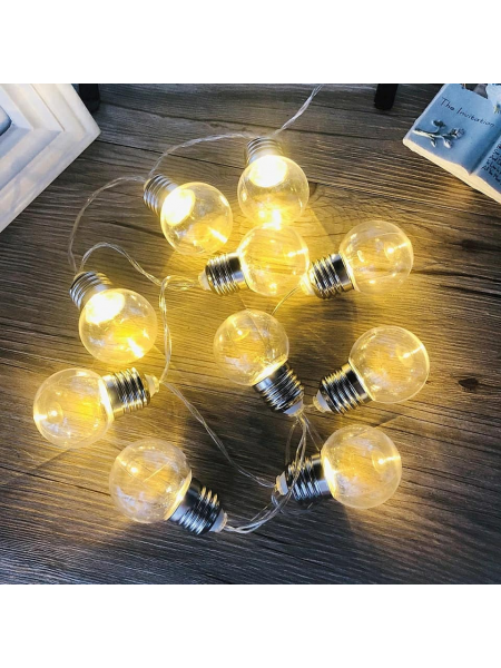 Новогодняя LED гирлянда Лампочки 40мм, 20 шт, 7м, переходник